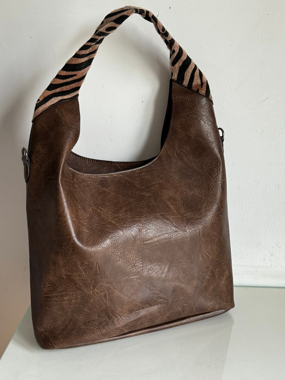 Torebka shopper Ines Delaure brązowa 2w1 - obrazek 4