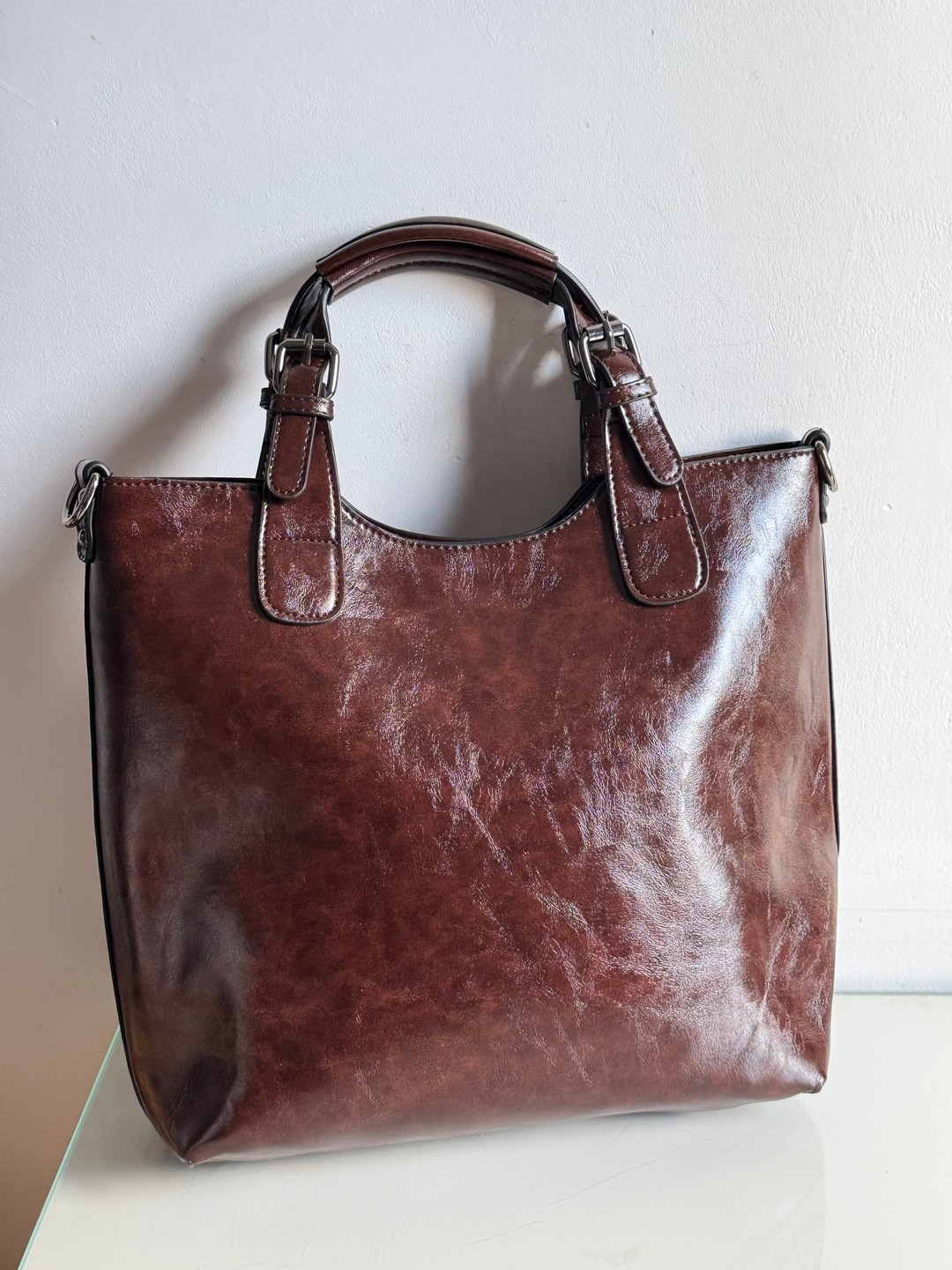 Torebka shopper Ines Delaure czekoladowa 2w1 - obrazek 5