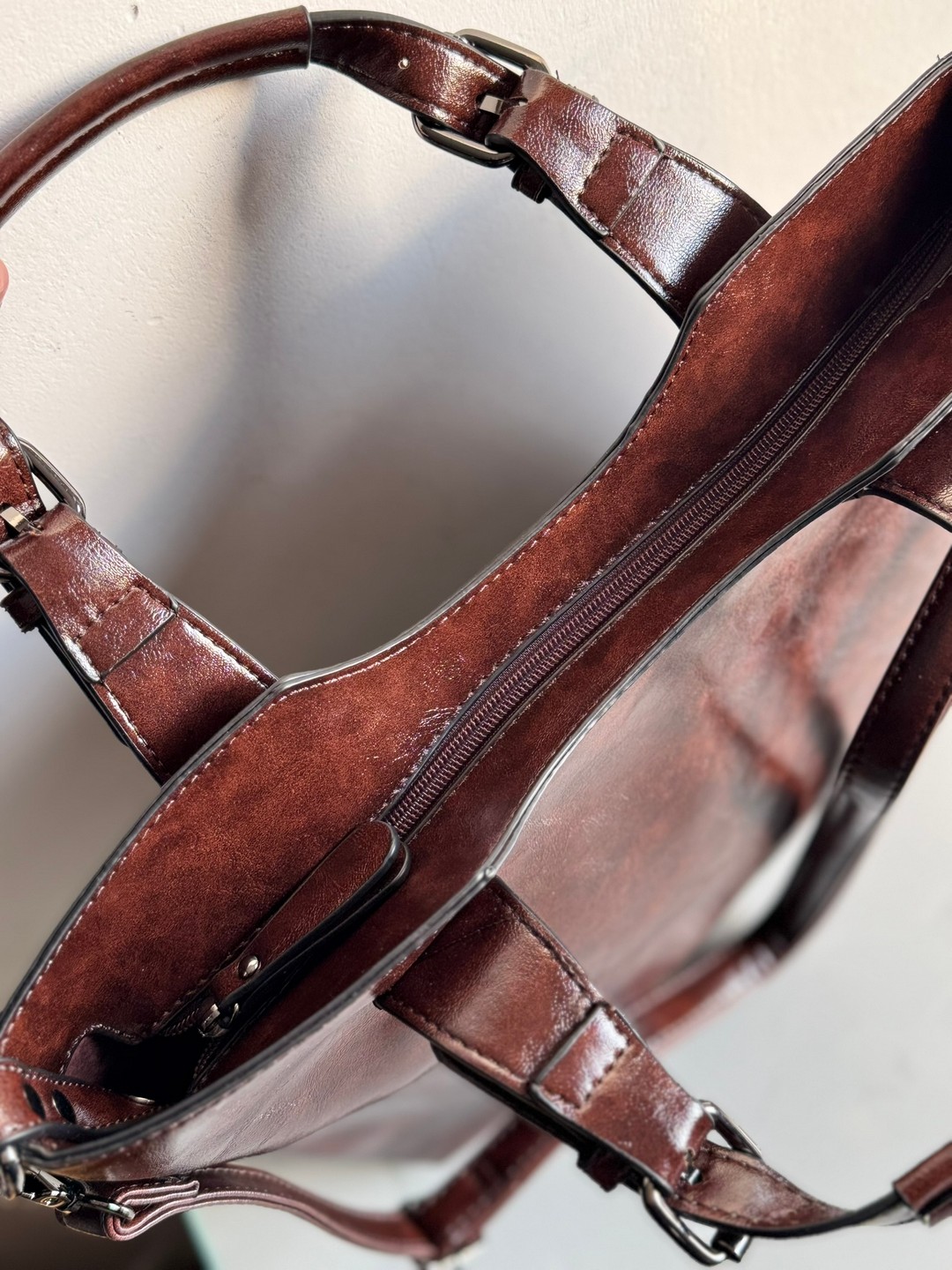 Torebka shopper Ines Delaure czekoladowa 2w1 - obrazek 7