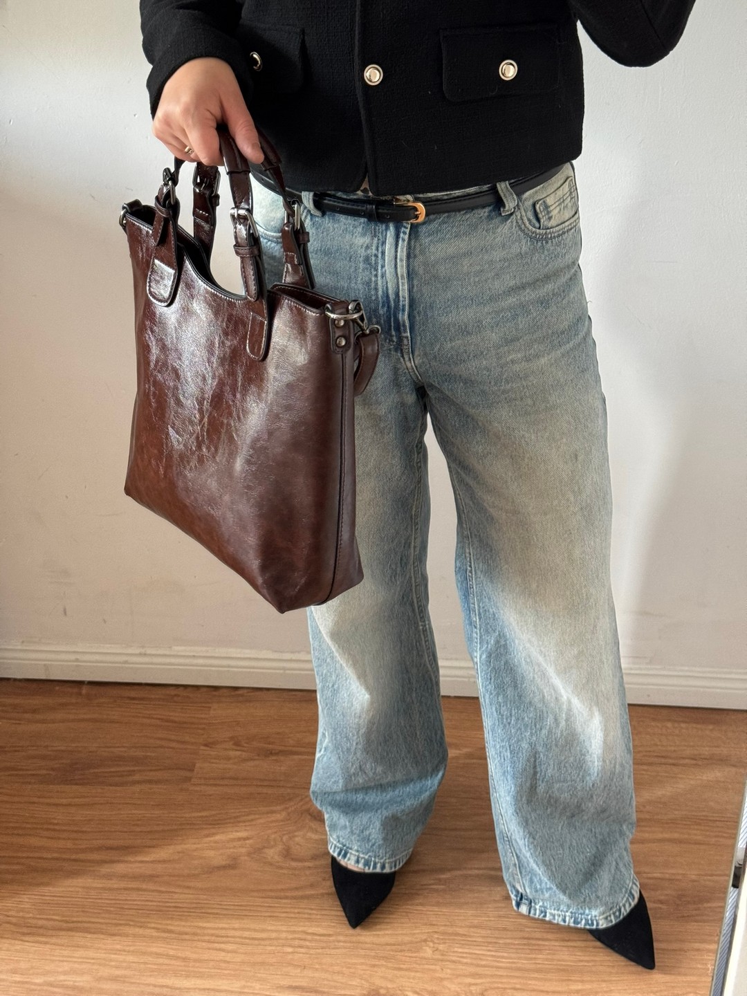 Torebka shopper Ines Delaure czekoladowa 2w1 - obrazek 8