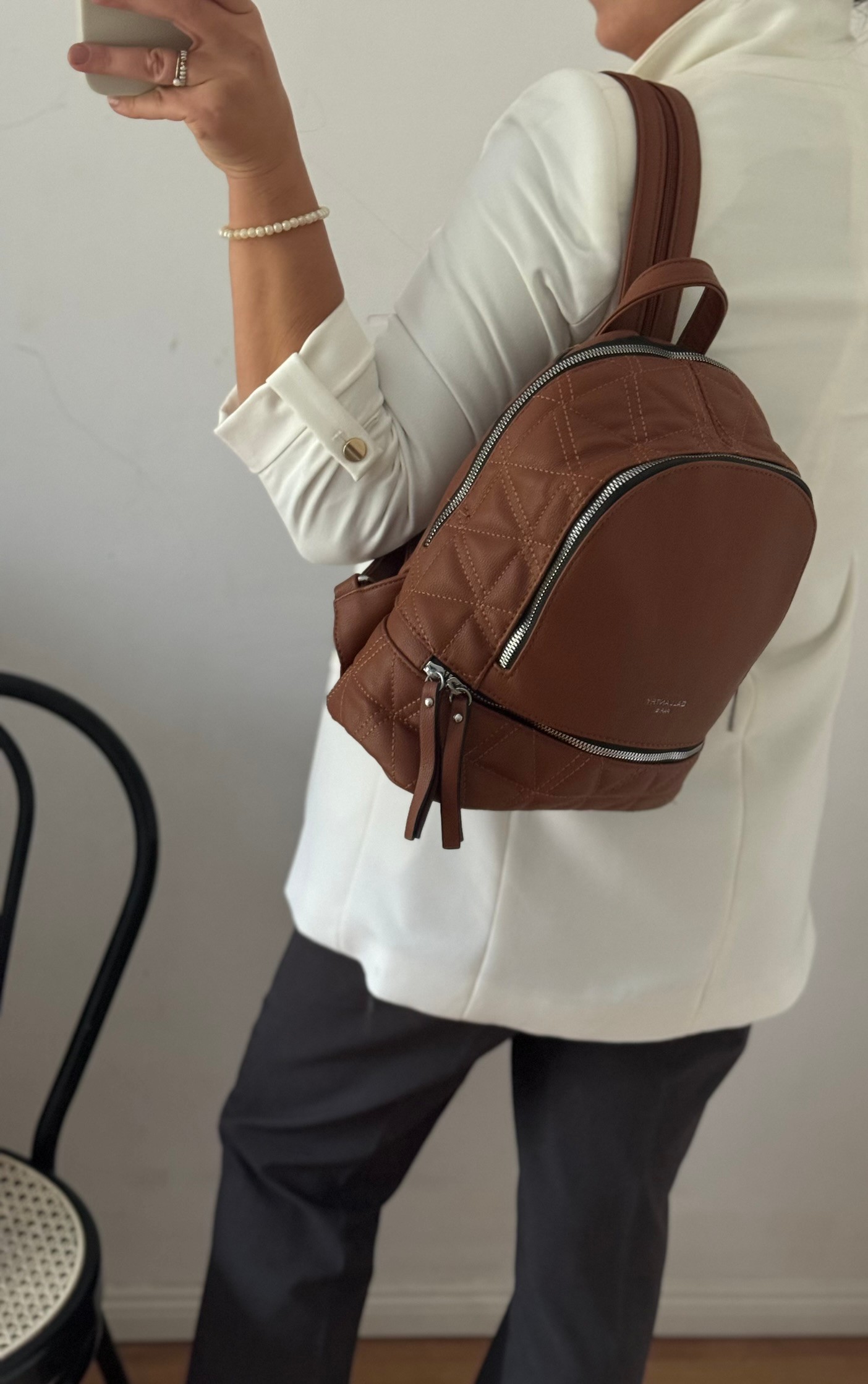 Plecak torebka Gallantry Paris camel pikowany - obrazek 6