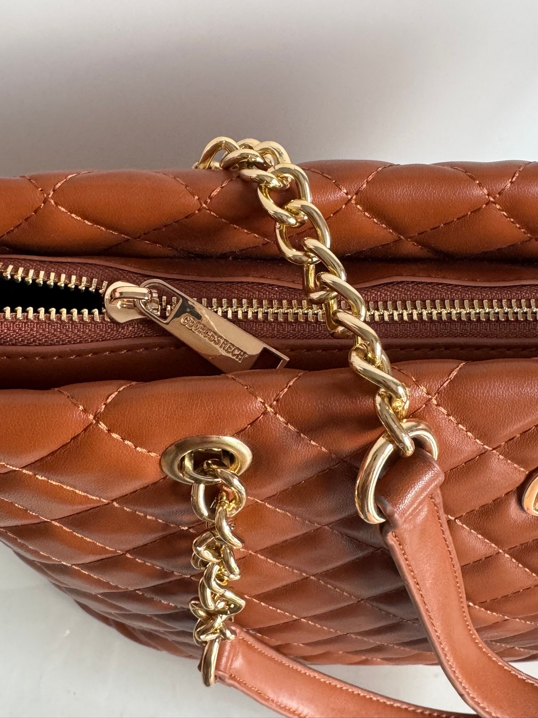 Torebka shopper Georges Rech pikowana camel - obrazek 5