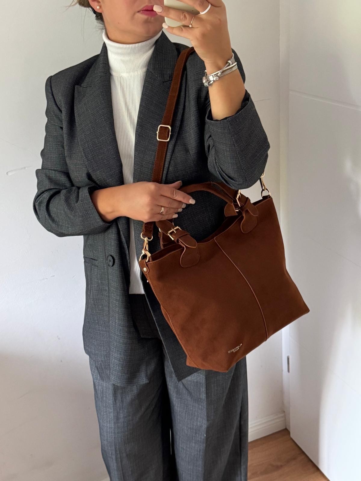 Torebka shopper Camelowa Flora&co. - obrazek 5