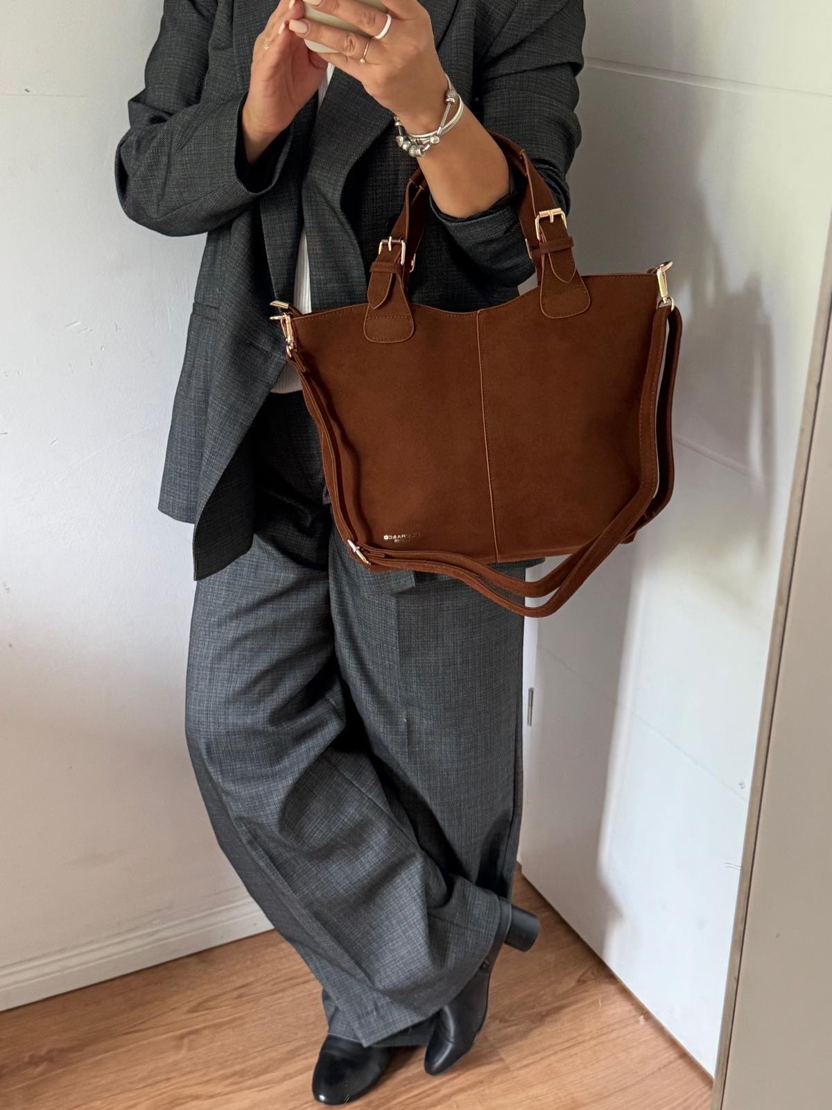 Torebka shopper Camelowa Flora&co. - obrazek 3