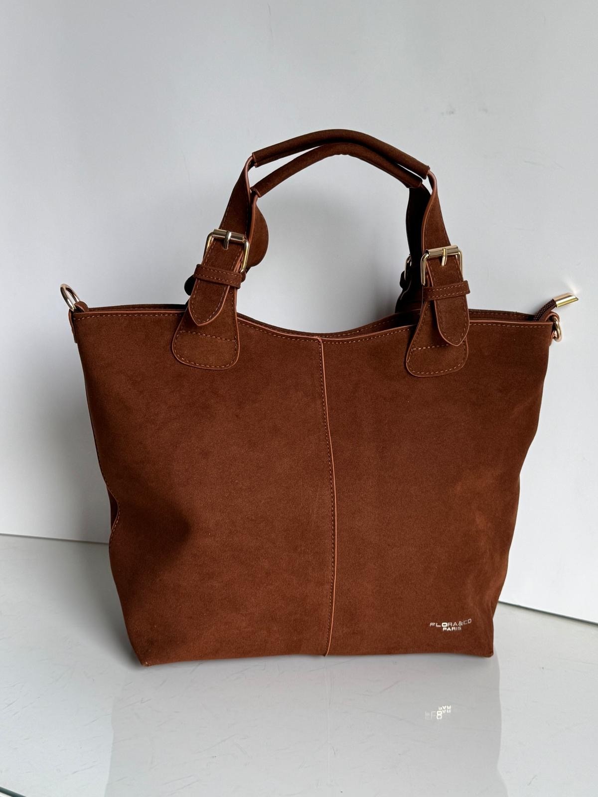 Torebka shopper Camelowa Flora&co. - obrazek 2