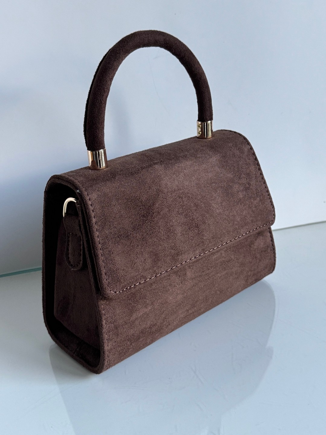 Torebka listonoszka czekoladowa eco zamszowa Gallantry - obrazek 3