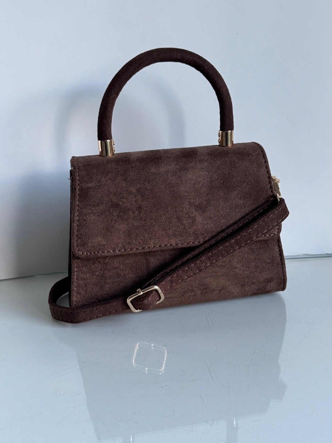 Torebka listonoszka czekoladowa eco zamszowa Gallantry - obrazek 6