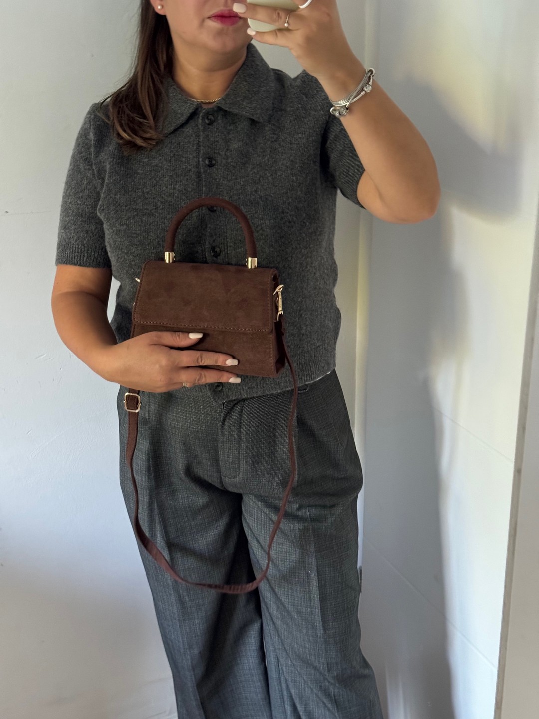 Torebka listonoszka czekoladowa eco zamszowa Gallantry - obrazek 2