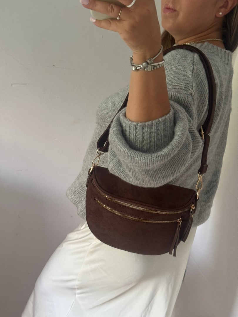 Torebka nerka czekoladowa eco zamszowa większa Gallantry - obrazek 2