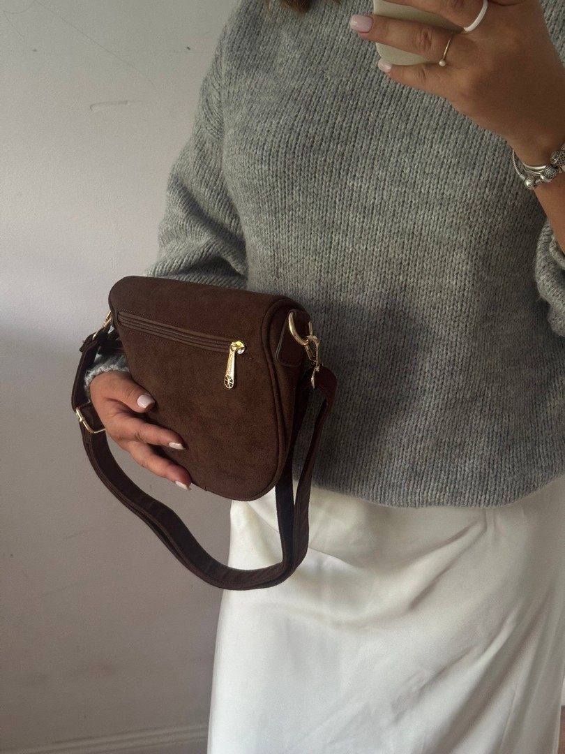 Torebka nerka czekoladowa eco zamszowa większa Gallantry - obrazek 4