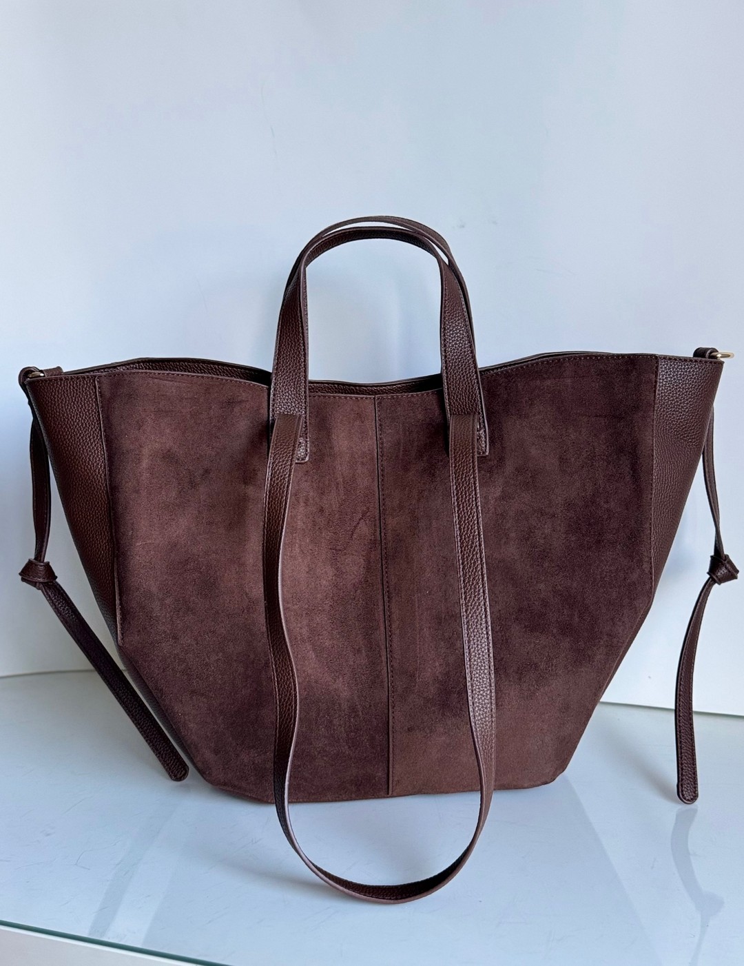 Torebka shopper Gallantry 2w1 czekoladowa eco zamsz - obrazek 6