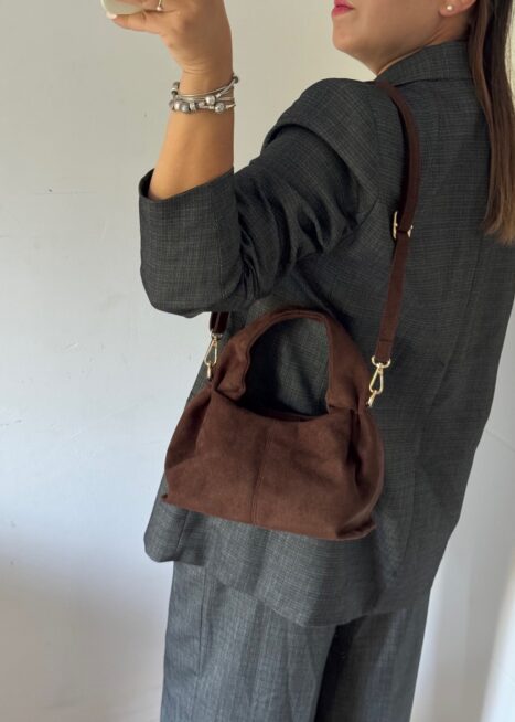 Torebka listonoszka czekoladowa eco zamszowa Gallantry