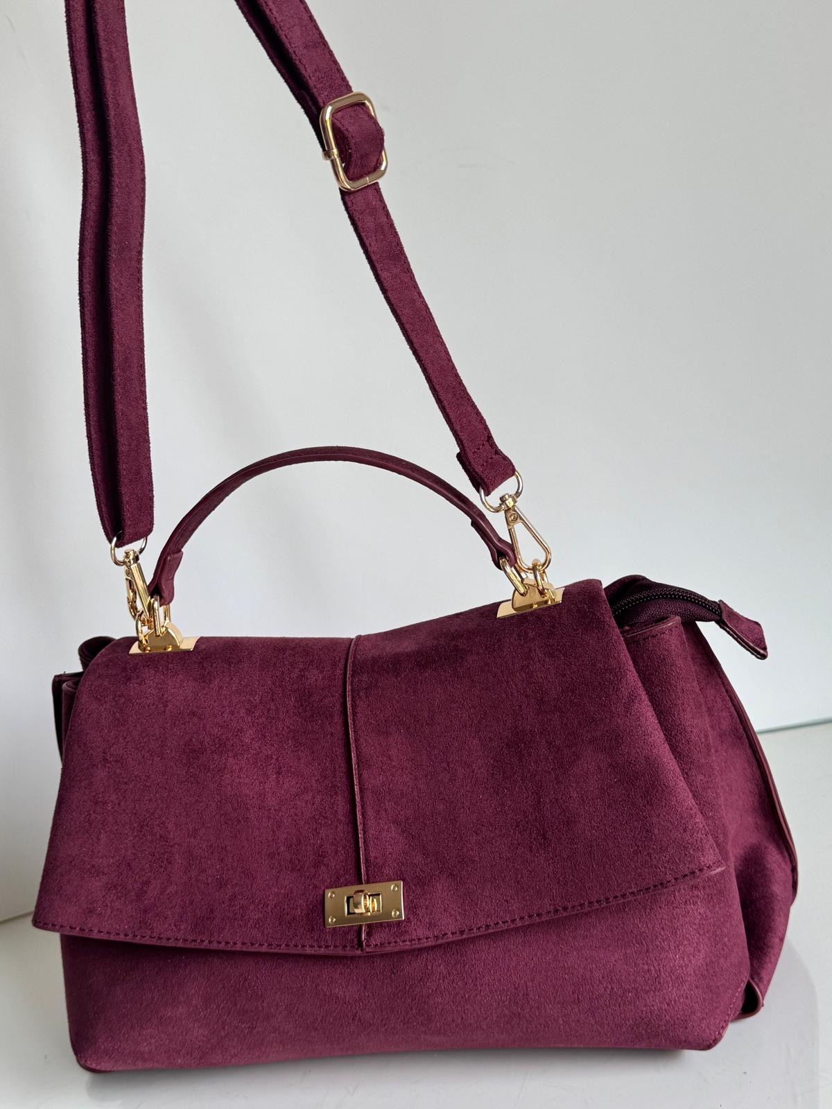 Torebka kuferek bordowa eco zamsz Gallantry - obrazek 4