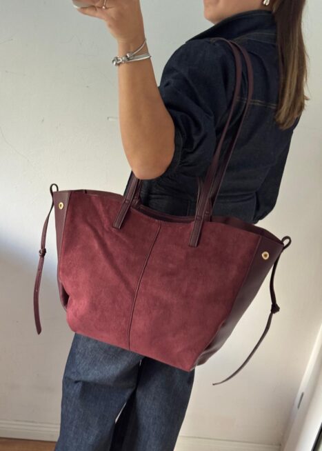 Torebka shopper Gallantry 2w1 bordowa eco zamsz