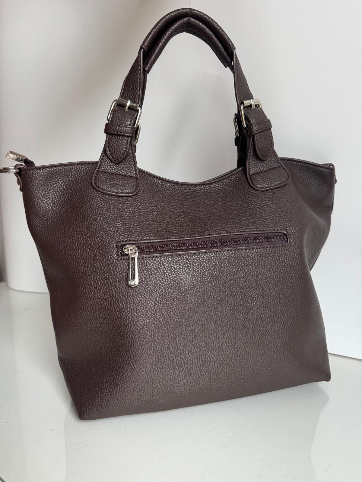 Torebka shopper brązowa + zawieszka - obrazek 6