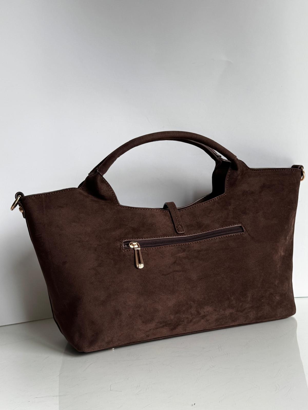 Torebka kuferek brązowa eco zamsz Flora - obrazek 3