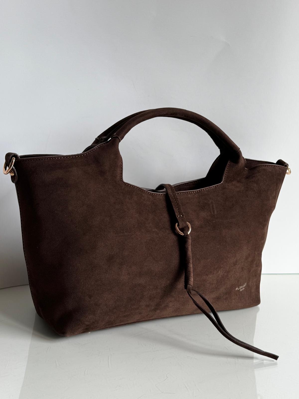 Torebka kuferek brązowa eco zamsz Flora - obrazek 6