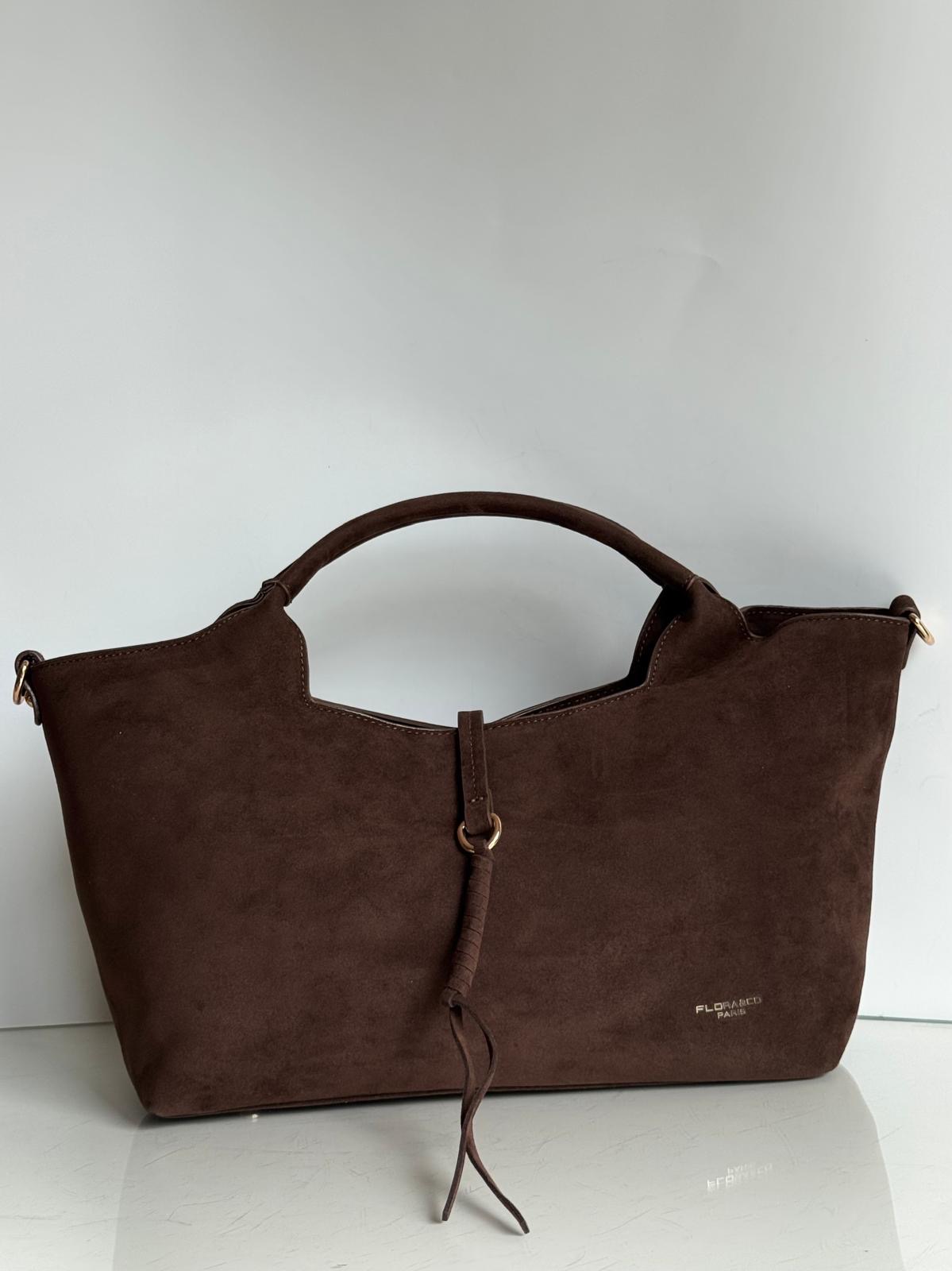 Torebka kuferek brązowa eco zamsz Flora - obrazek 8