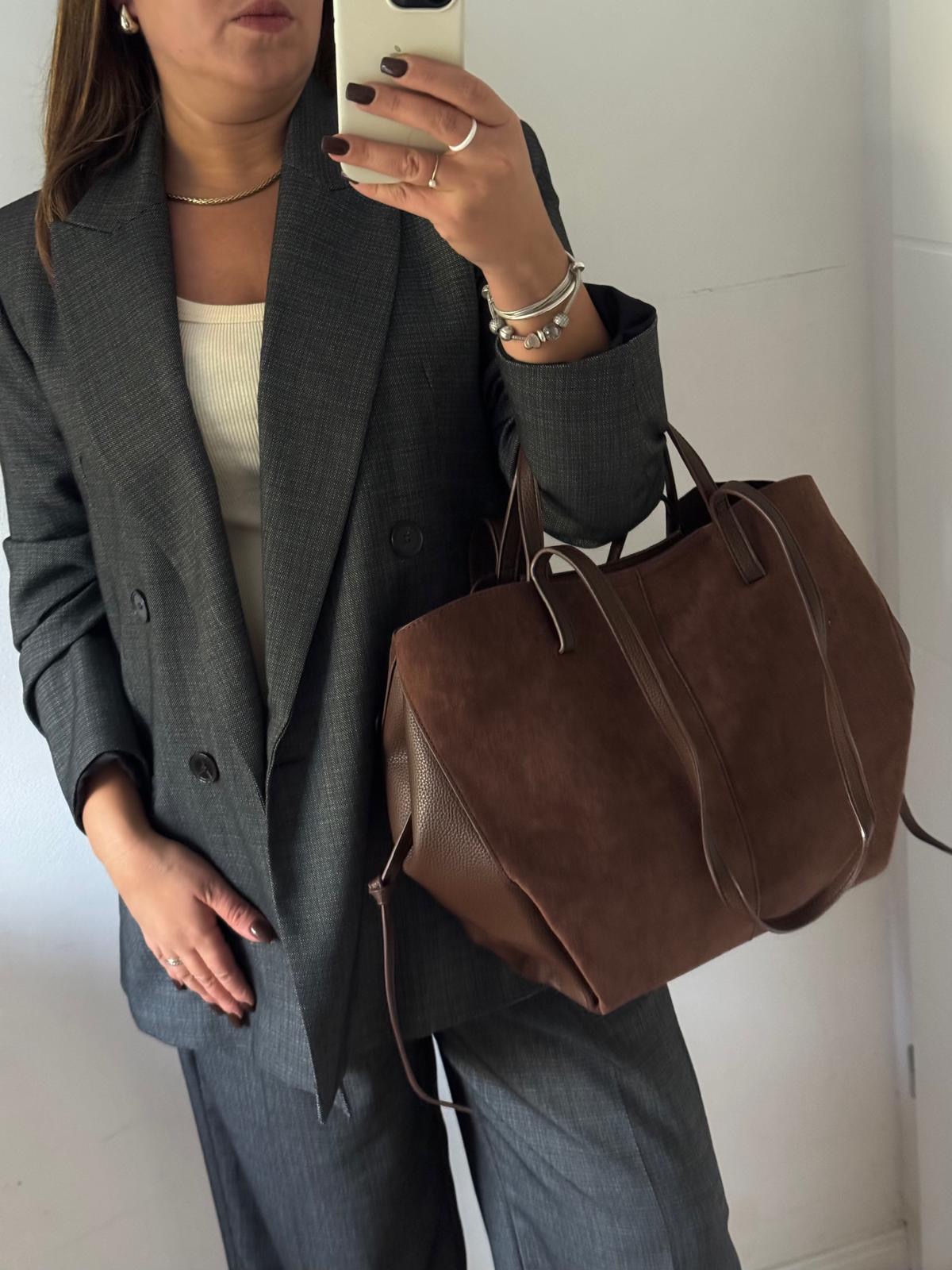 Torebka shopper Gallantry 2w1 brązowa - obrazek 3