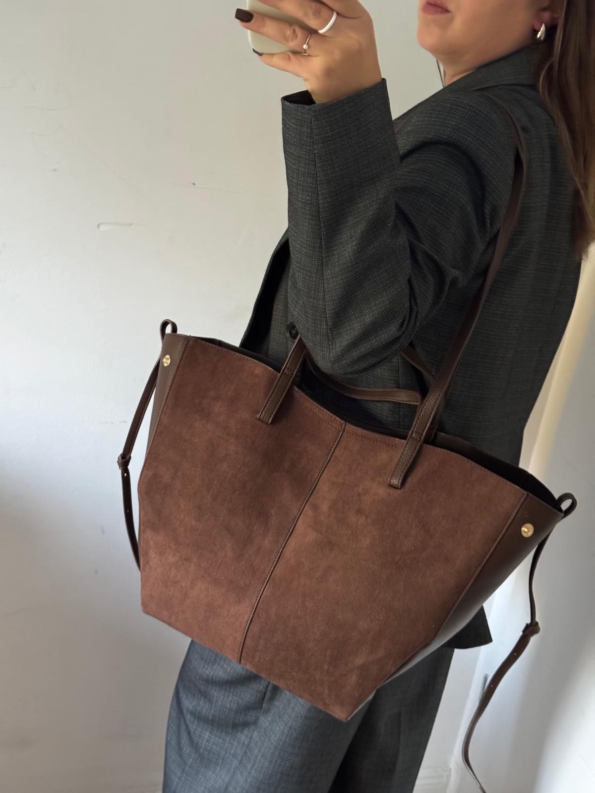 Torebka shopper Gallantry 2w1 brązowa - obrazek 5
