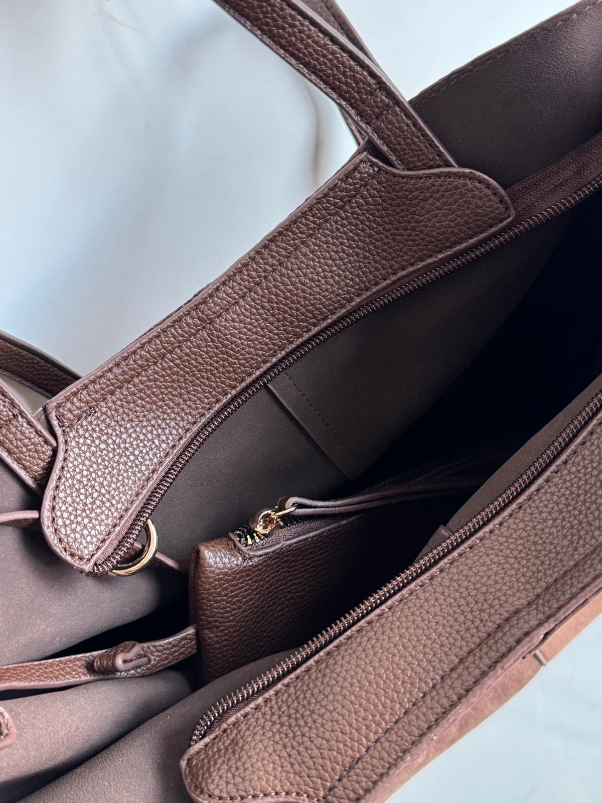 Torebka shopper Gallantry 2w1 brązowa - obrazek 9