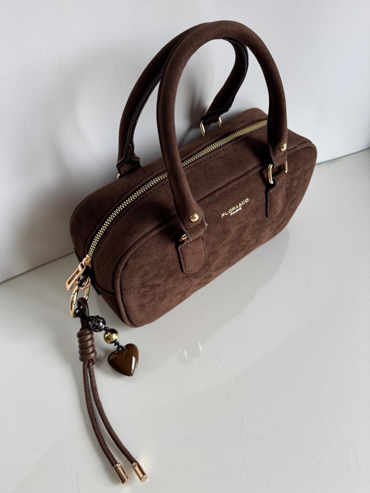 Torebka typu bowling bag czekoladowa + zawieszka - obrazek 8