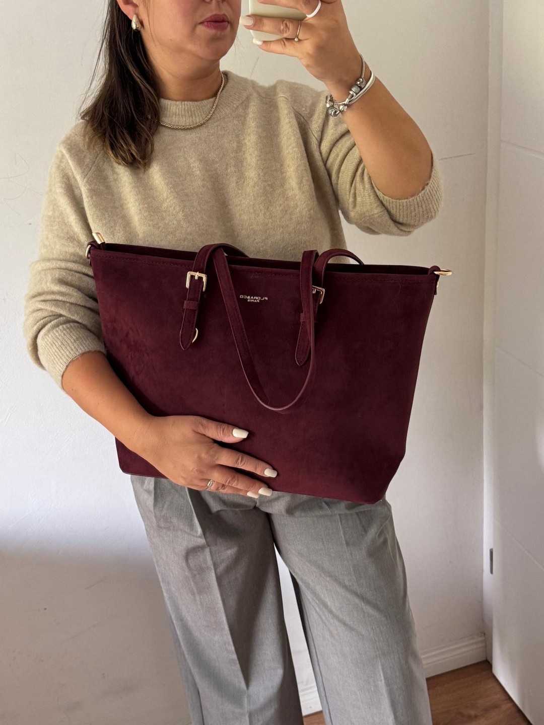 Torebka shopper bordowa Flora&co Duża - obrazek 6