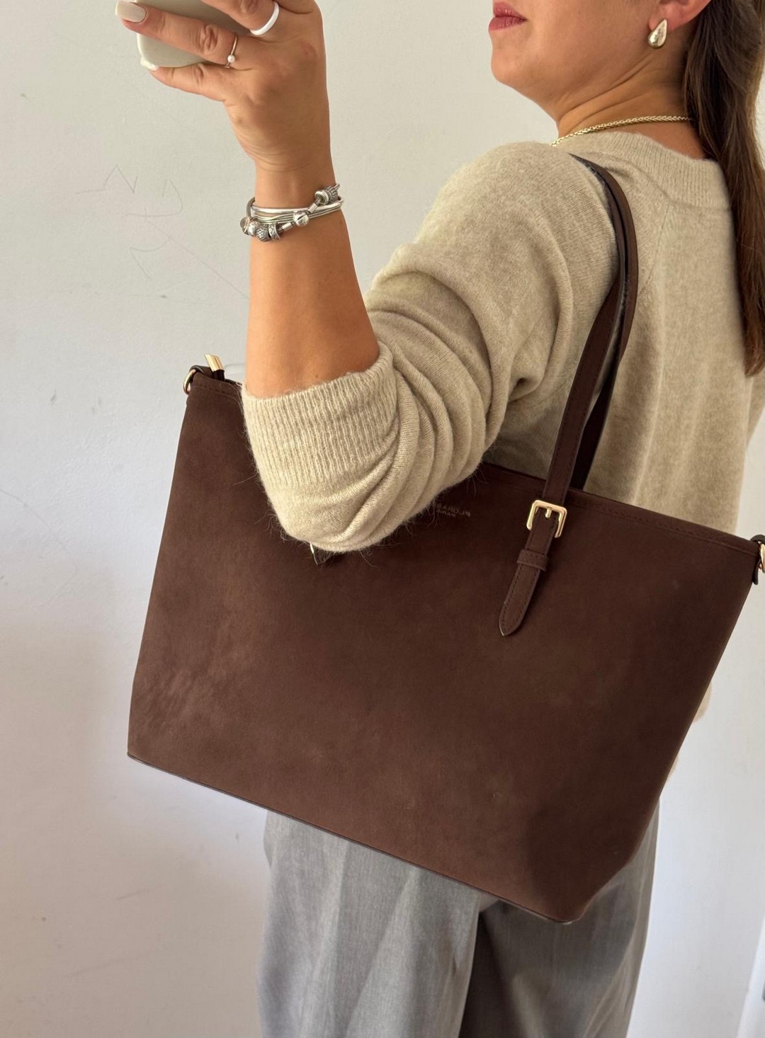 Torebka shopper czekoladowa Flora&co duża - obrazek 6