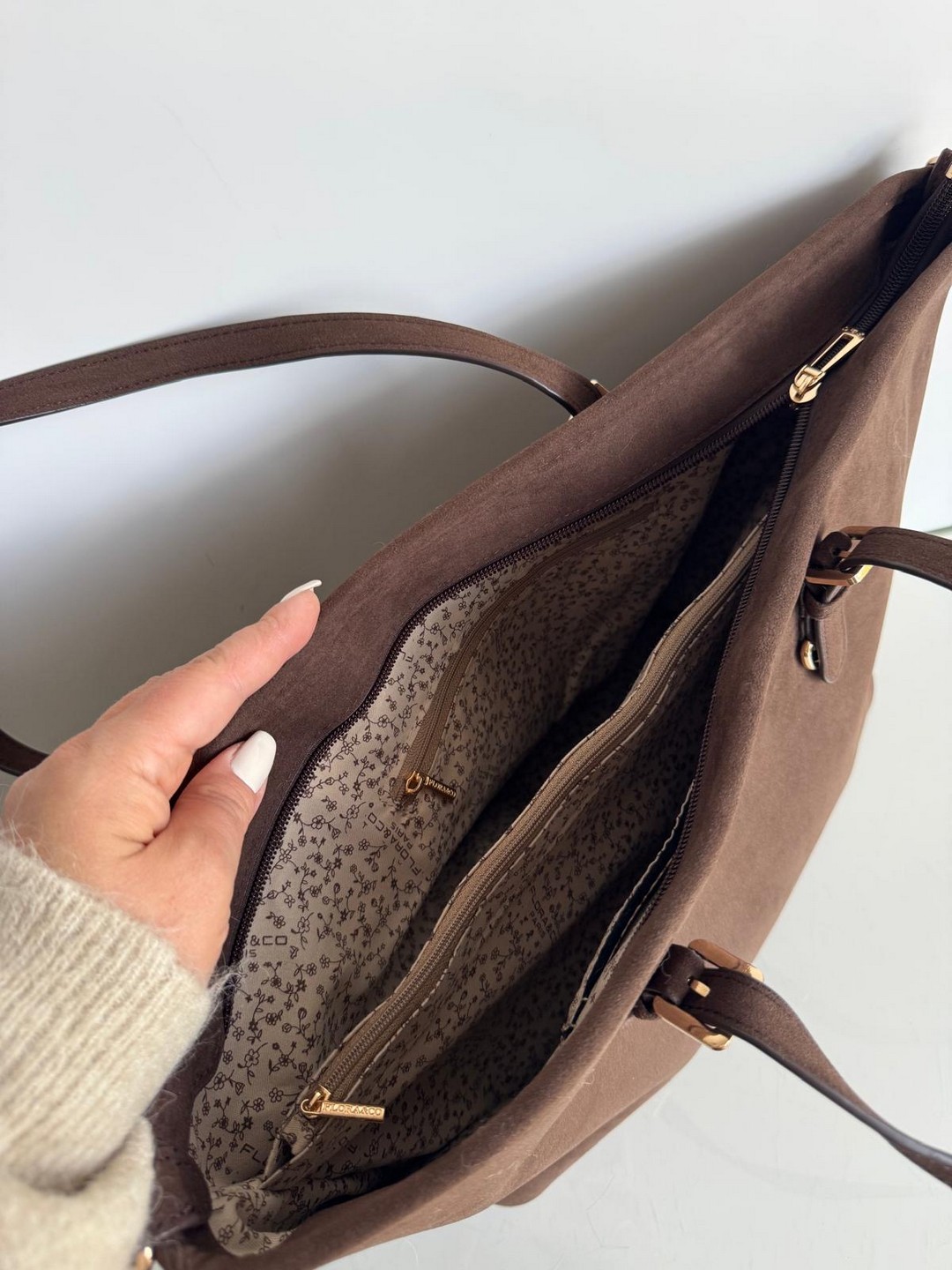 Torebka shopper czekoladowa Flora&co duża - obrazek 7