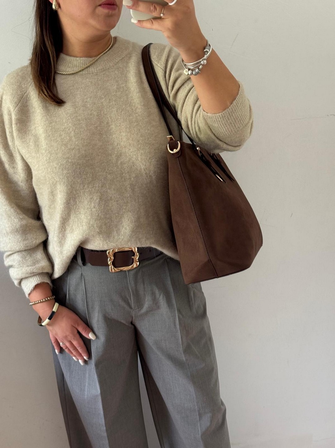 Torebka shopper czekoladowa Flora&co duża - obrazek 3