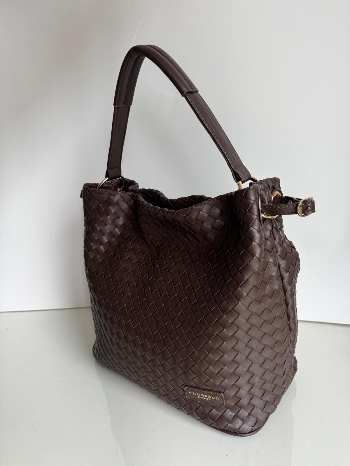 Torebka worek plecionka czekoladowy - obrazek 3