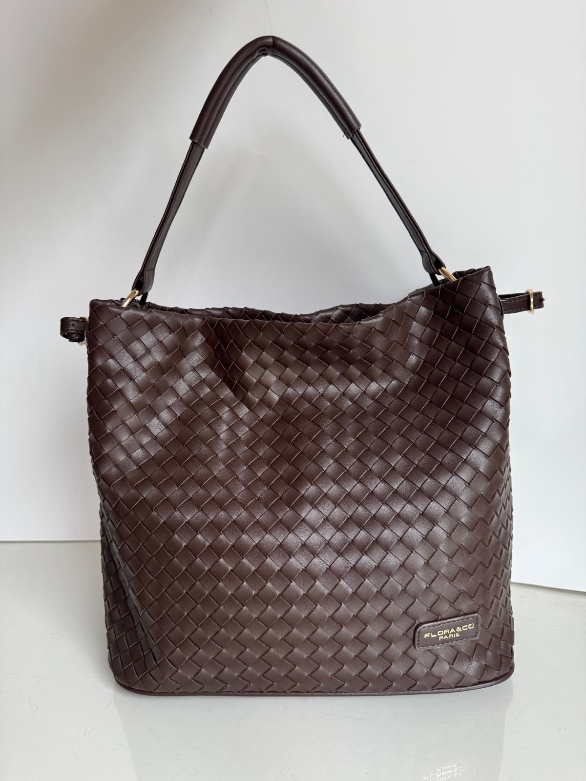 Torebka worek plecionka czekoladowy - obrazek 2