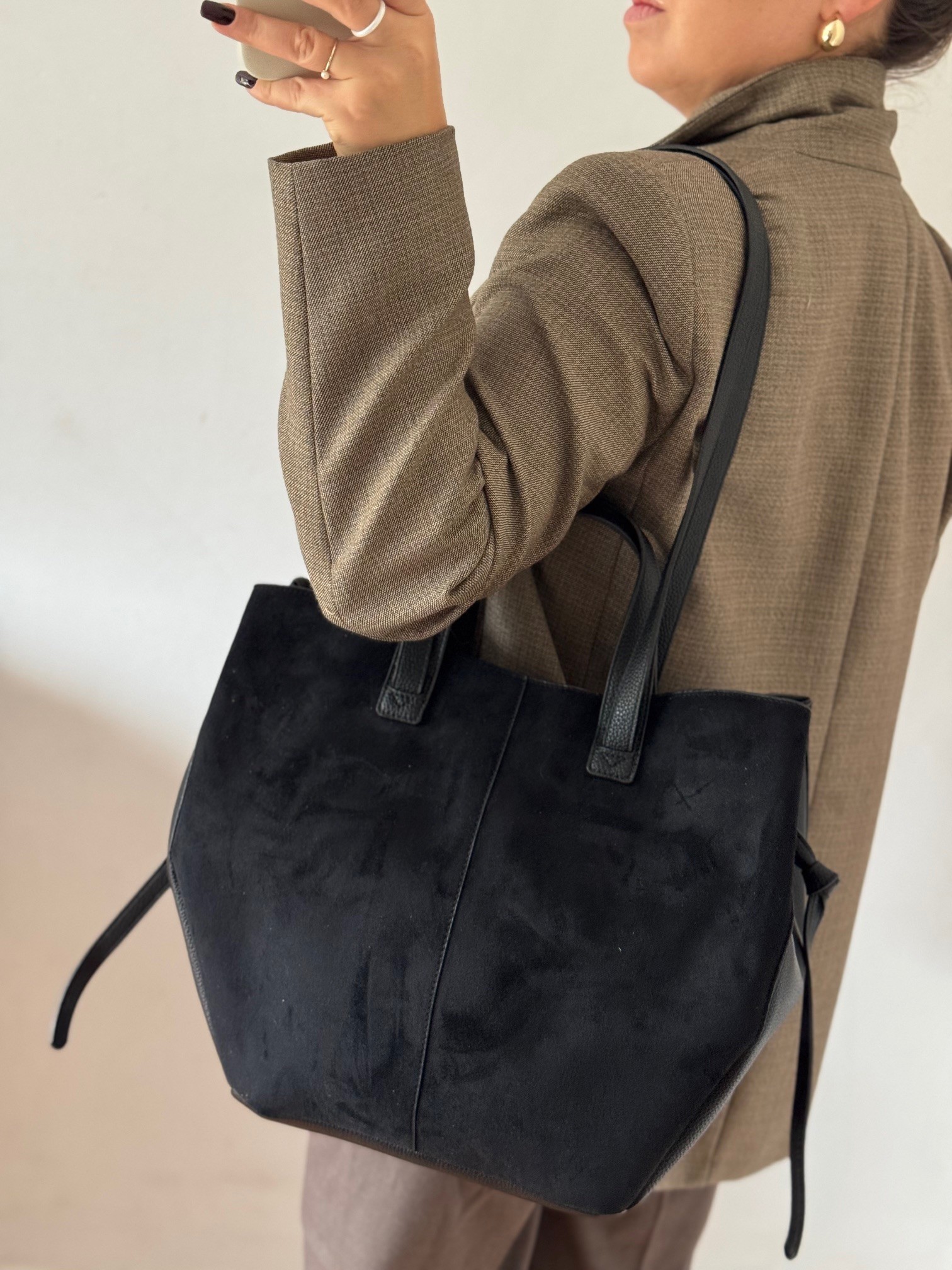 Torebka shopper Gallantry 2w1 czarna sztywna - obrazek 9