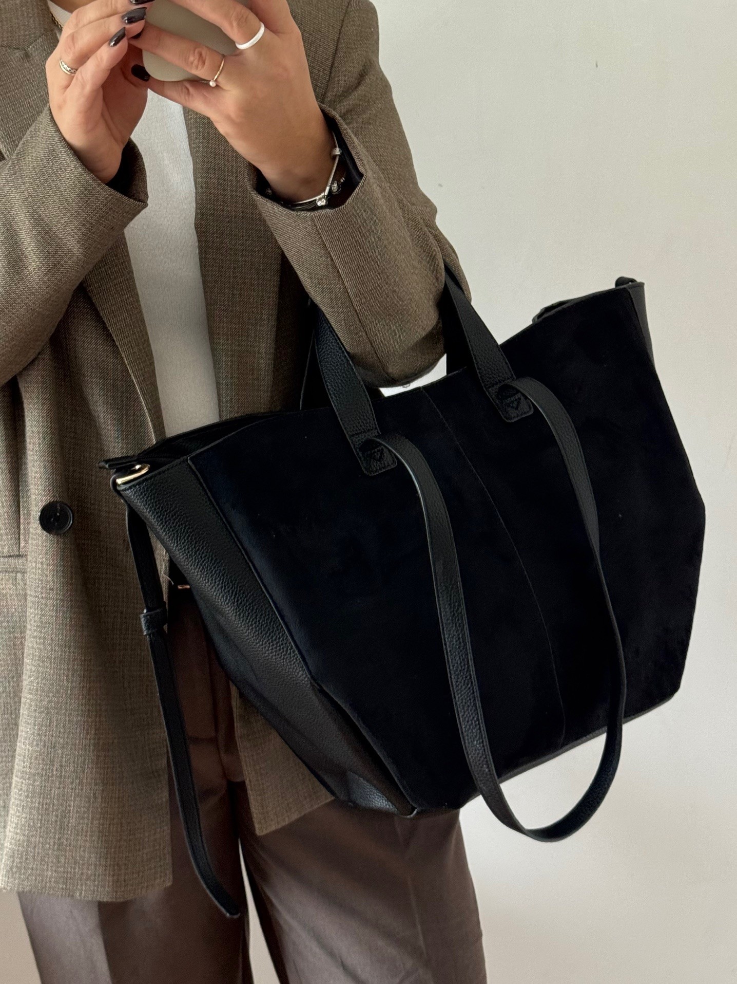 Torebka shopper Gallantry 2w1 czarna sztywna - obrazek 8