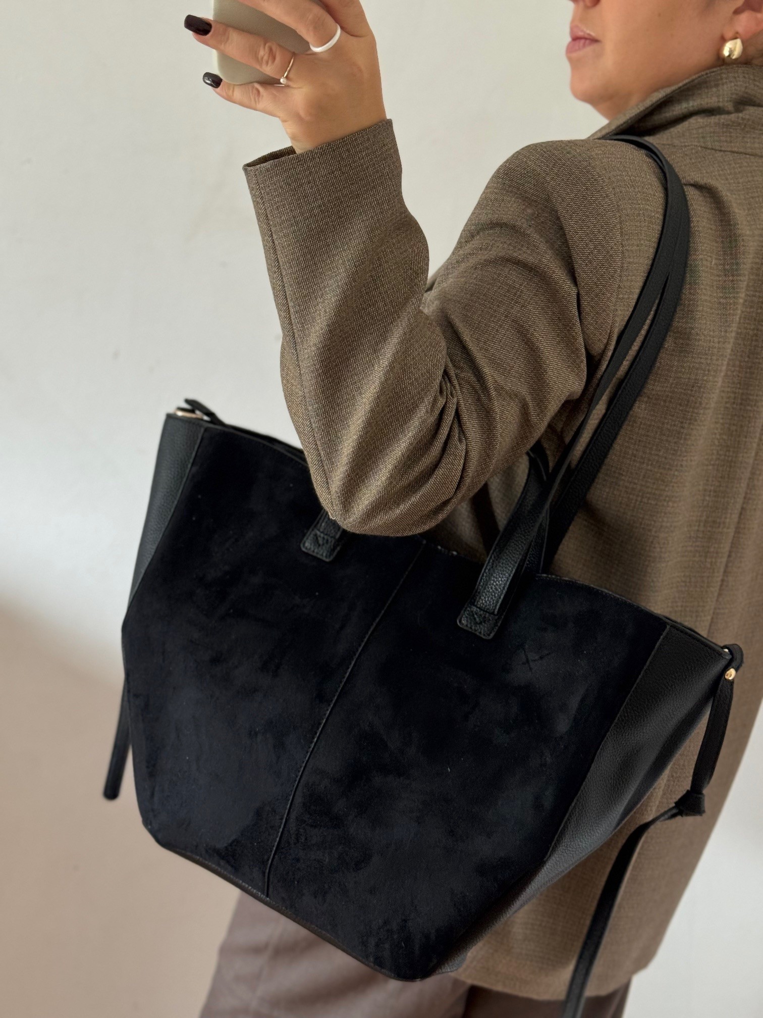 Torebka shopper Gallantry 2w1 czarna sztywna - obrazek 7