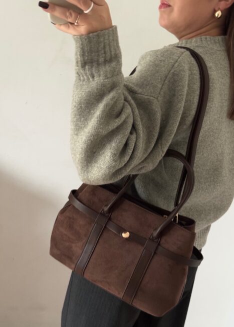 Torebka kuferek brązowa eco zamsz Gallantry 3w1