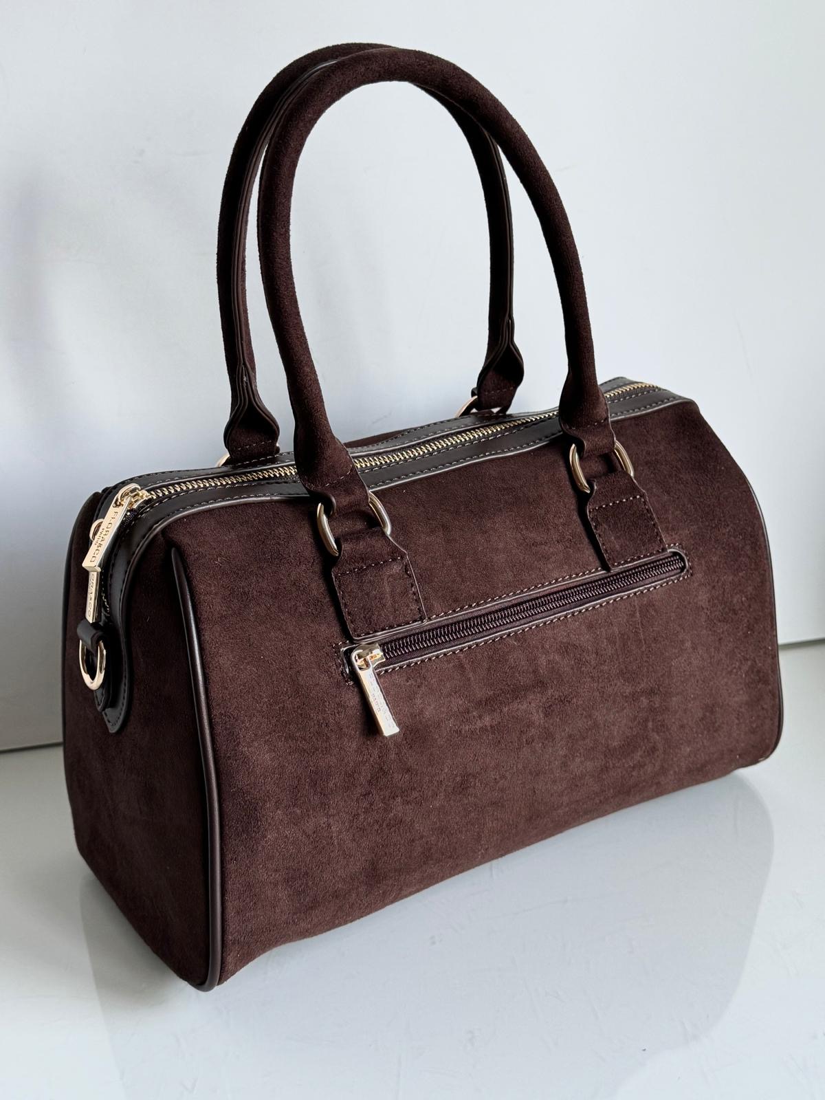 Torebka kuferek brązowy ćwieki bowling - obrazek 7