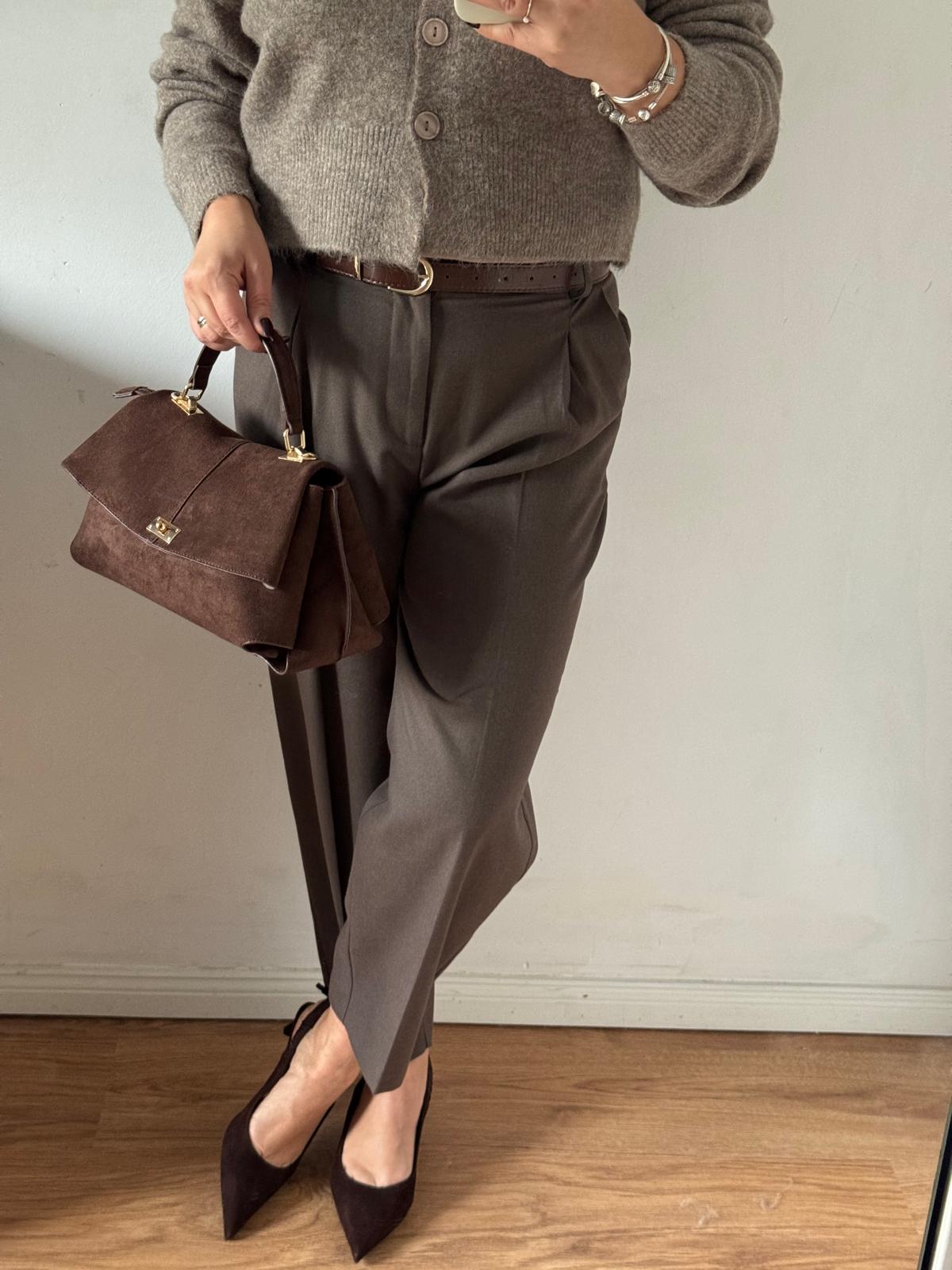 Torebka kuferek brązowa eco zamsz mini - obrazek 4