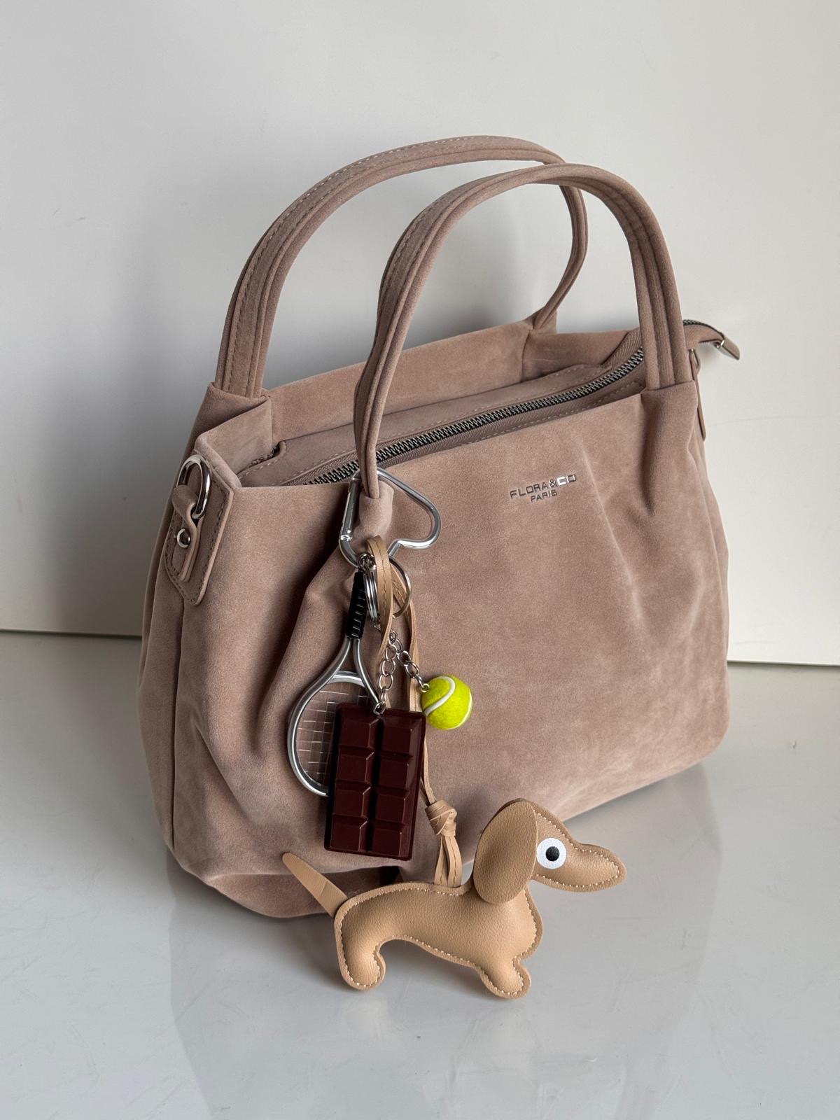 Torebka kuferek taupe eco zamsz piesek - obrazek 2