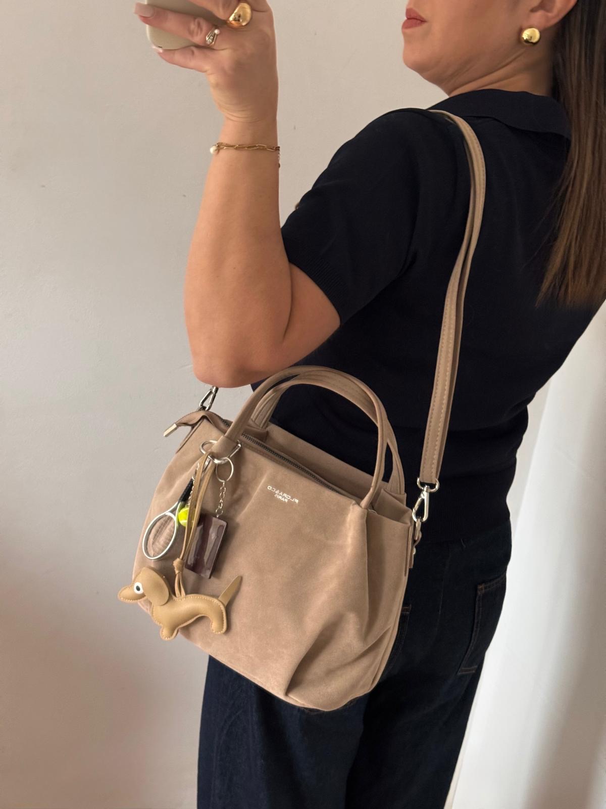 Torebka kuferek taupe eco zamsz piesek - obrazek 4