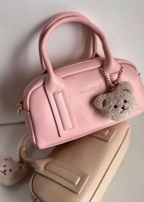 Torebka typu bowling różowa + misiu