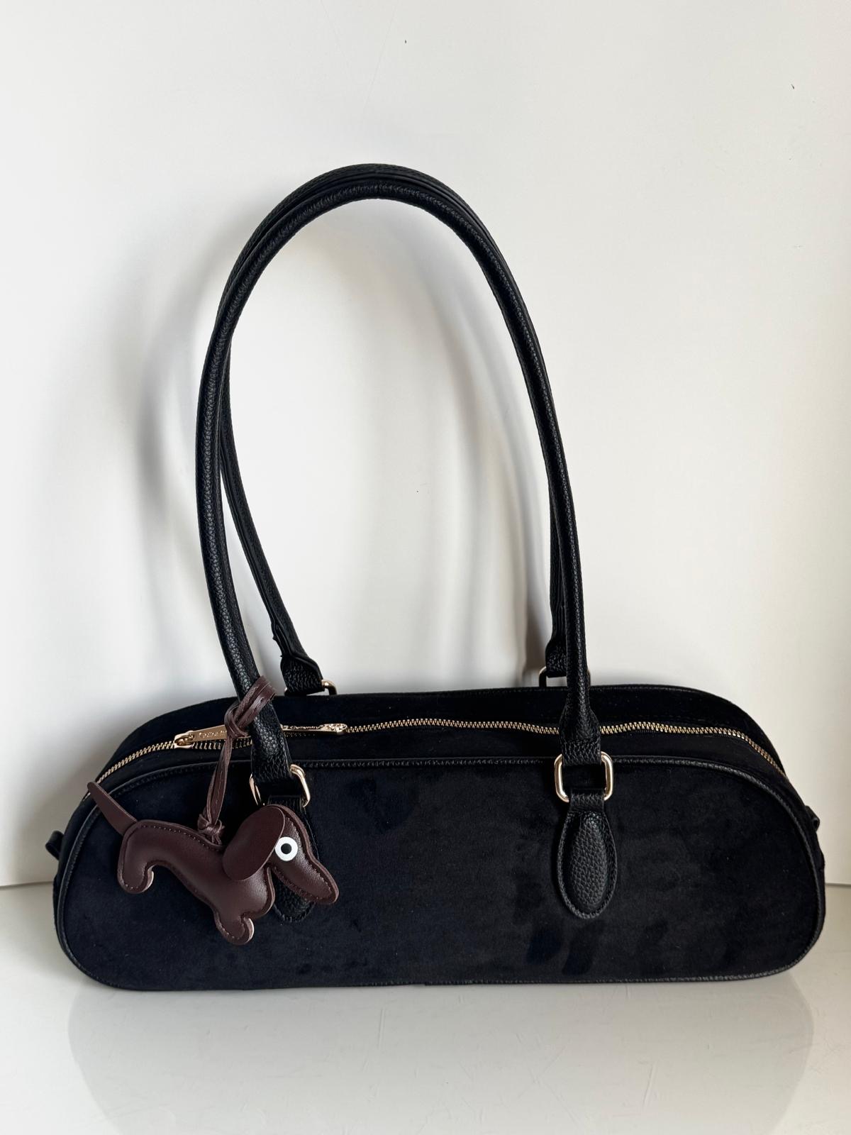 Torebka typu bowling bag czarna + piesek - obrazek 2