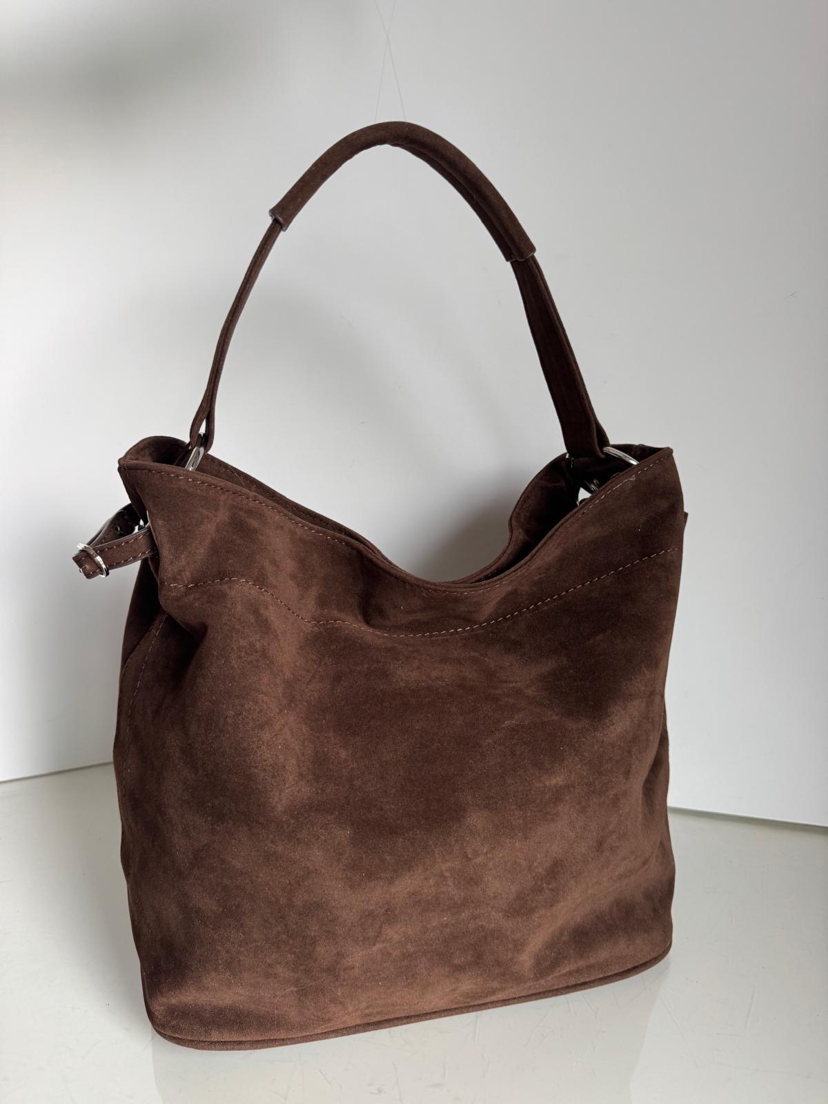 Torebka worek czekoladowy eco zamsz - obrazek 2