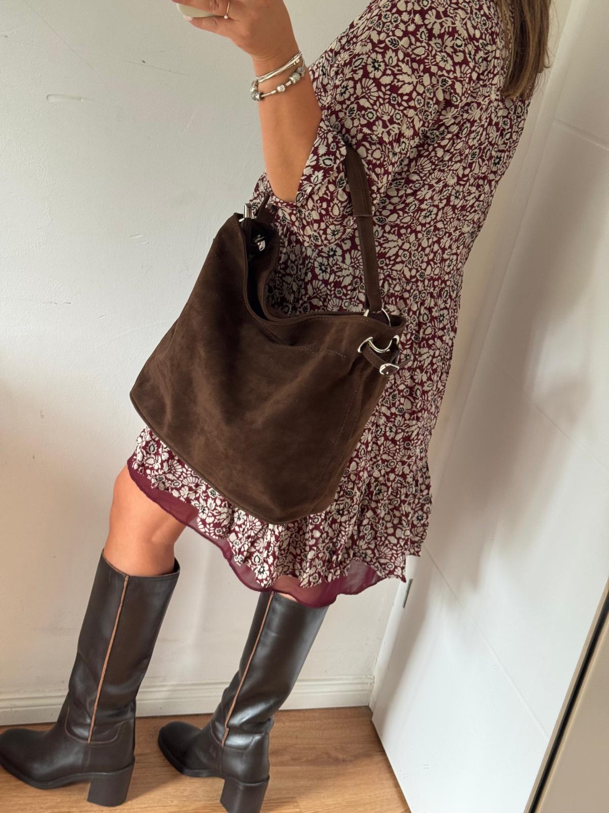 Torebka worek czekoladowy eco zamsz - obrazek 7