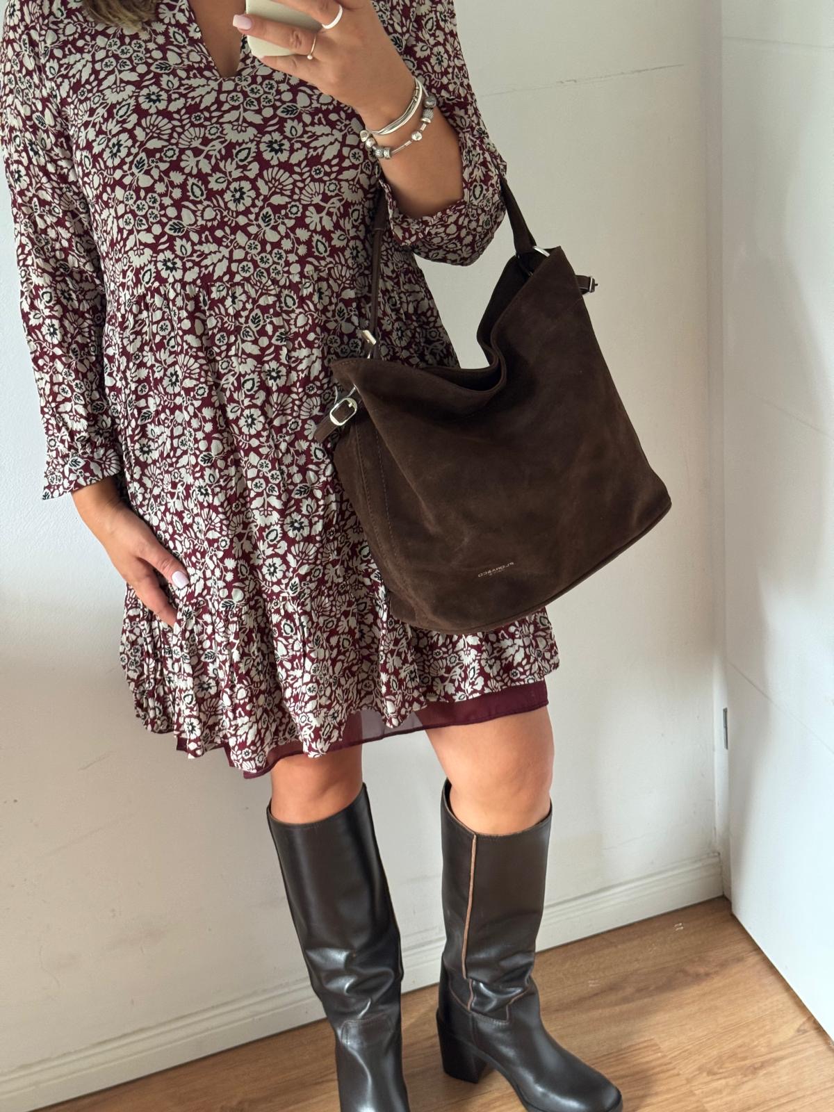 Torebka worek czekoladowy eco zamsz - obrazek 4