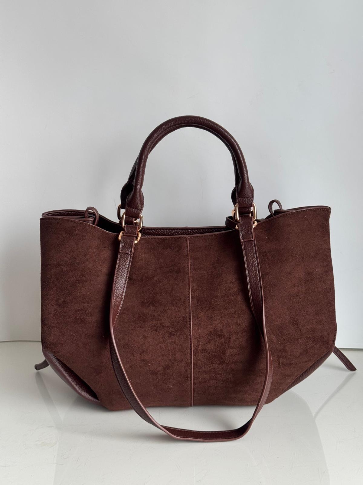 Torebka shopper Gallantry 2w1 brązowa - obrazek 2