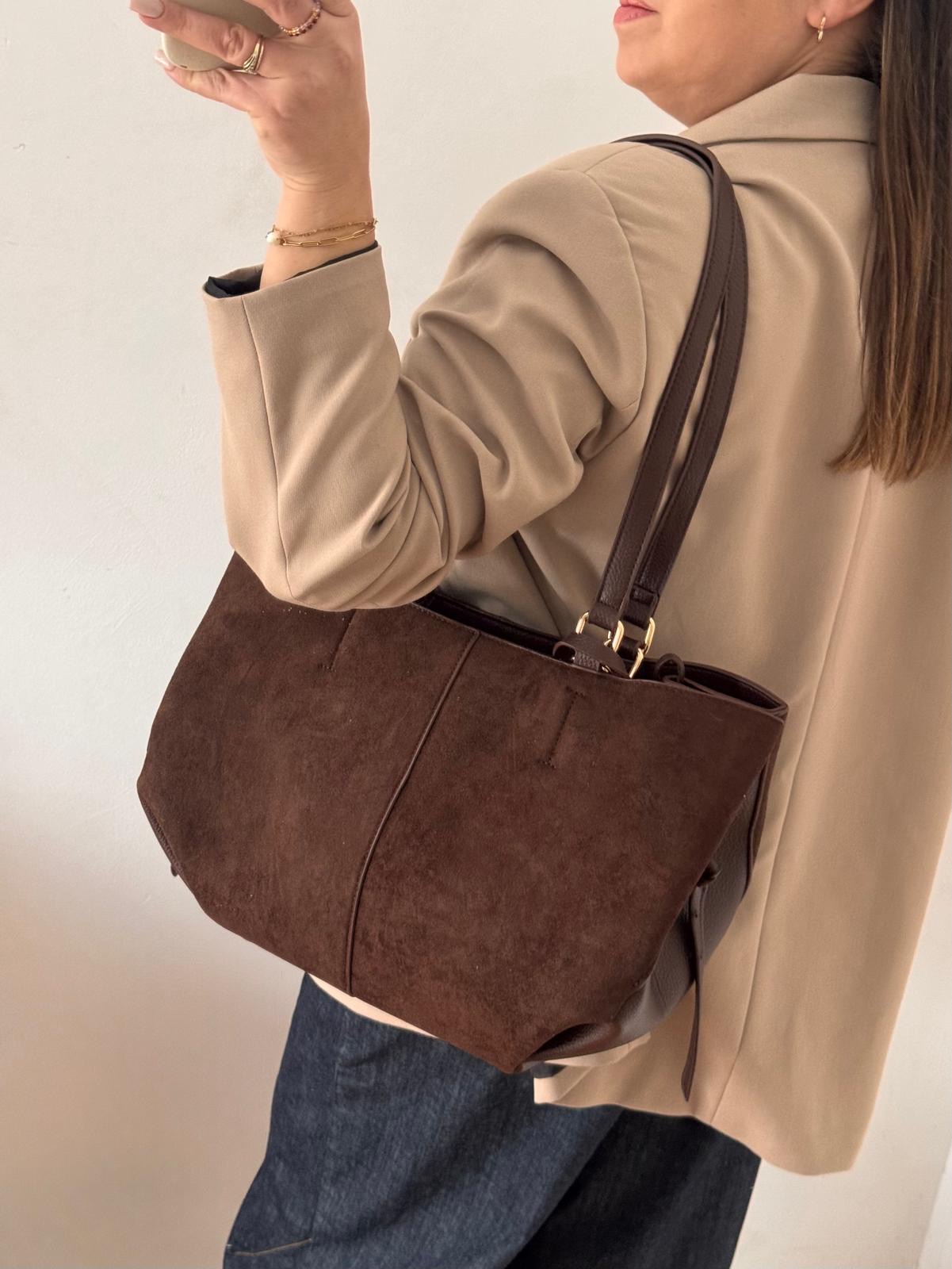 Torebka shopper Gallantry 2w1 brązowa - obrazek 5