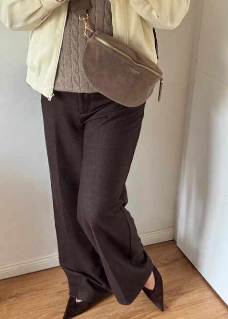 Torebka nerka eco zamsz szara taupe flora