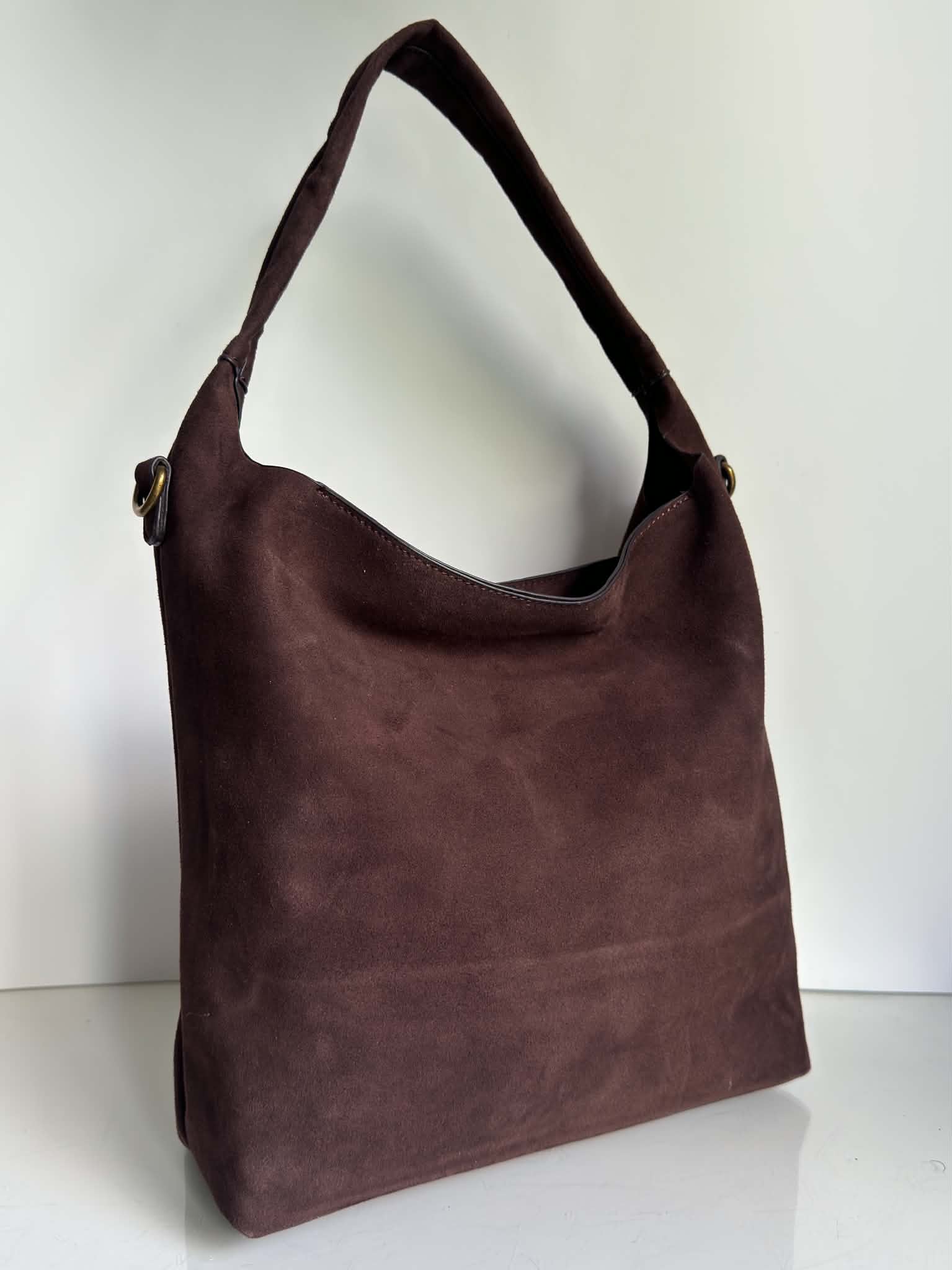 Torebka worek czekoladowy eco zamsz 2w1 - obrazek 3