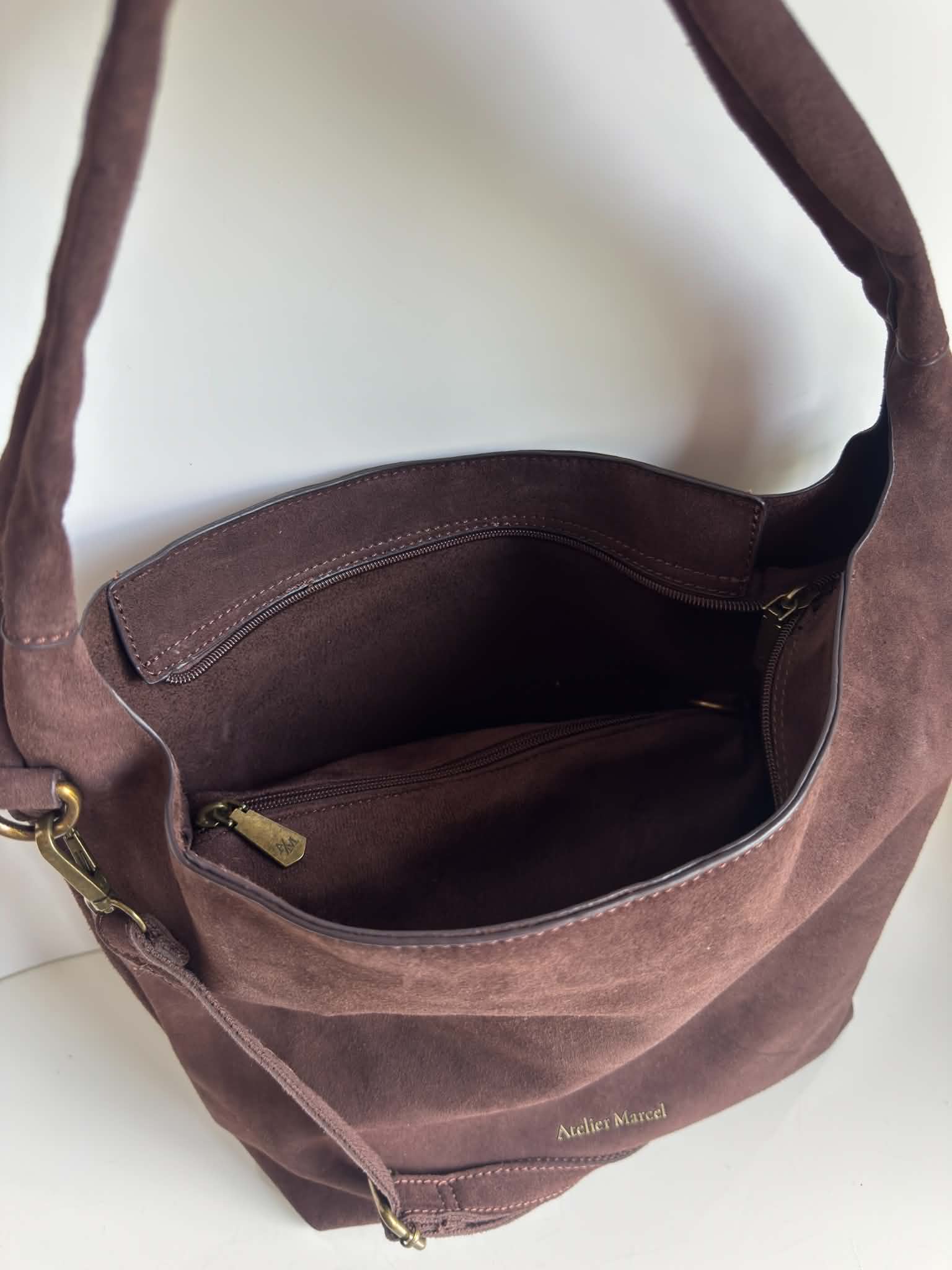Torebka worek czekoladowy eco zamsz 2w1 - obrazek 7